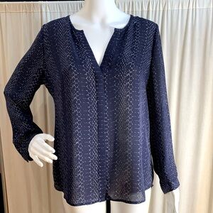 JOIE Hanelle Silk Navy Reptile pattern blouse